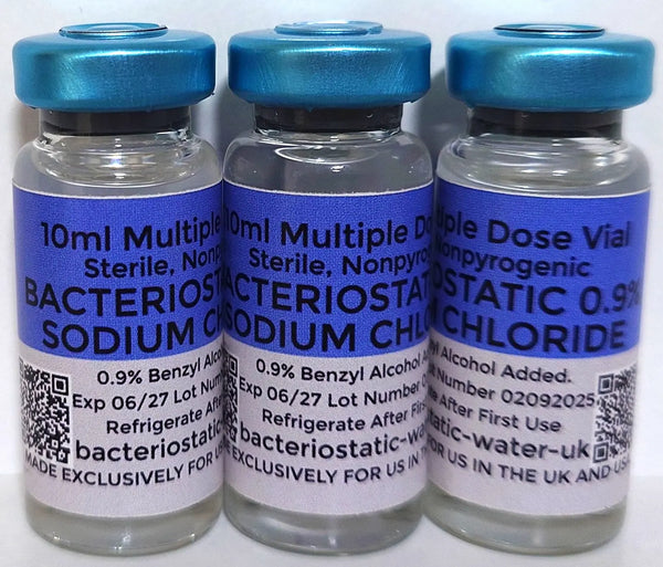 10 x 10ml Bacteriostatic Sodium Chloride 0.9%. Bacteriostatic-Water-UK